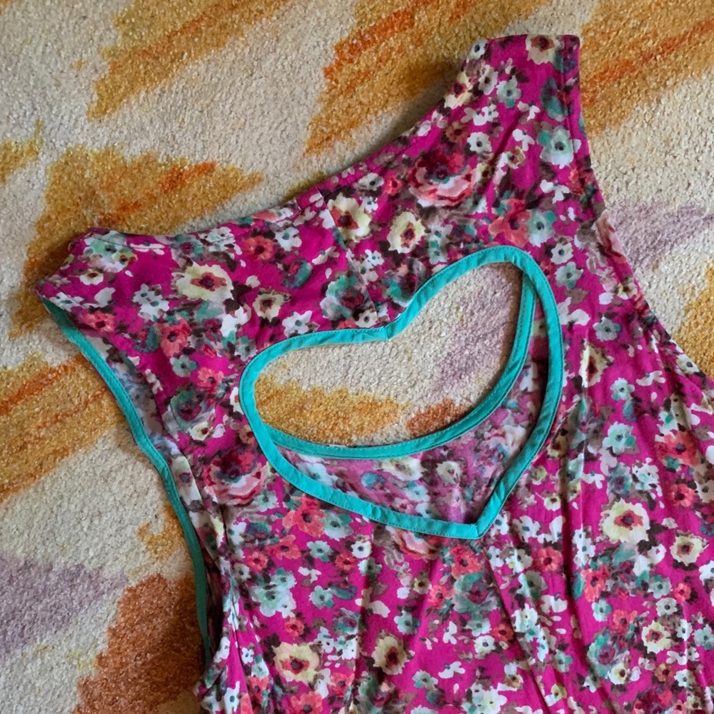 Heart cutout pink floral dress